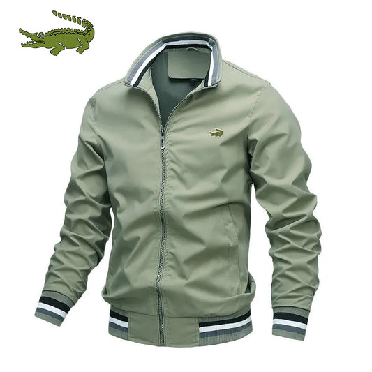 Embroidery CARTELO Men's Business Fashion Jacket Stand Collar Casual Zipper Jacket Outdoor Sports Coat Windbreaker