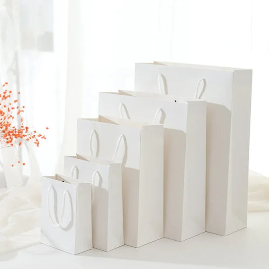 1pcs White Vertical Version Kraft  Paper Portable Gift Bag