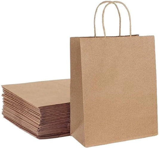 15x8x28cm Paper Bags Kraft Bags, Solid Color Gift Bags with Handles